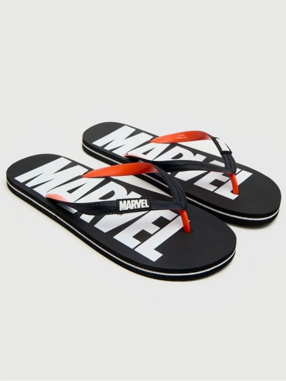 Marvel Comics Men Classic Logo Flip Flops Beach Slides Black White US 9 11 12